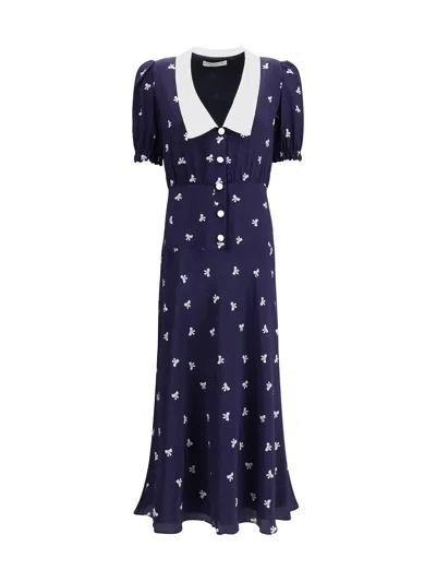 ALESSANDRA RICH BOW PATTERNED DRESS