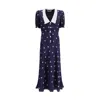 Alessandra Rich Bow Patterned Dress In Blue