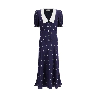 ALESSANDRA RICH BOW PATTERNED DRESS