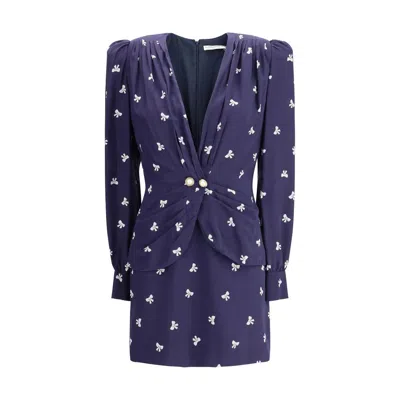 Alessandra Rich Women Bow Patterned Short Dress In Blue