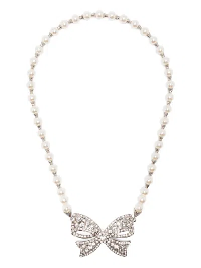 Alessandra Rich Bow-pendant Necklace In Metallic