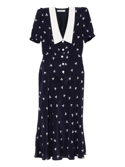 Alessandra Rich Bow-print Midi Dress