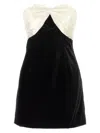 Alessandra Rich Velvet Mini Dress With Bow Accent In Black