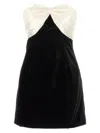 Alessandra Rich Velvet Mini Dress With Bow Accent In Multi