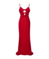 Alessandra Rich Velvet Bow-embellished Maxi Dress In Red