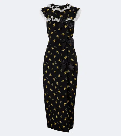Alessandra Rich Bow-detail Floral Silk Gown In Black