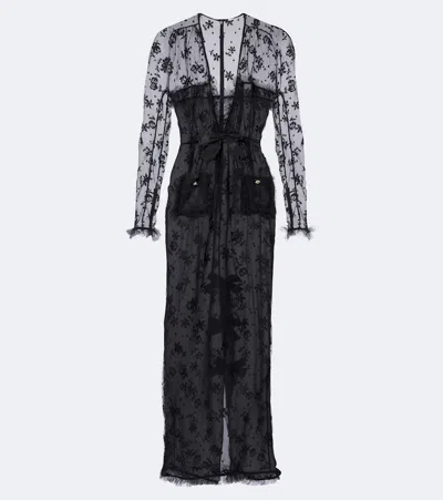 Alessandra Rich Bow-detail Lace Maxi Dress In Black