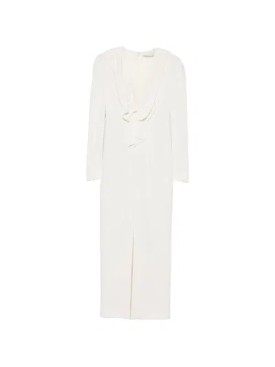 Alessandra Rich Bow-detail Puff-shoulder Dress In White