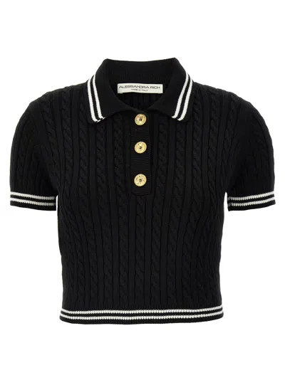 ALESSANDRA RICH BRAIDED POLO SHIRT