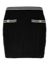 Alessandra Rich Womens Black Cable-knit Slim-fit Cotton Mini Skirt In White