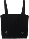 Alessandra Rich Square Neckline Knit Top With Jewel Buttons In Black
