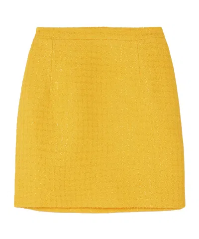 Alessandra Rich Bright Yellow Plaid Mini Skirt In Green