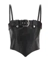 Alessandra Rich Croc-effect Leather Bustier In Black