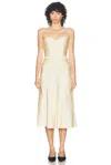 Alessandra Rich Bustier Midi Dress In Cream & Brown
