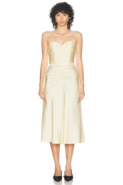 Alessandra Rich Bustier Midi Dress In Cream & Brown