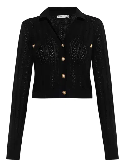 Alessandra Rich Button-embellished Knitted Cardigan In Black