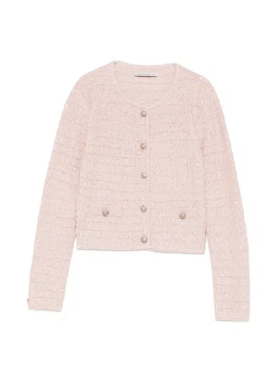Alessandra Rich Button Embellished Knitwear In Pink