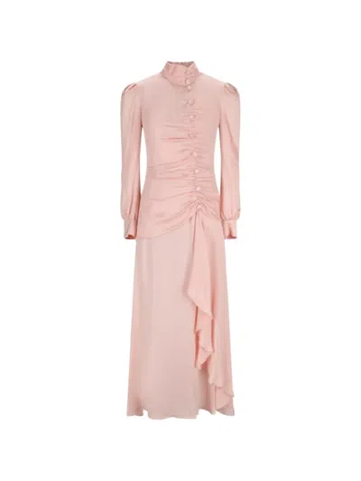 Alessandra Rich Button-embellishment Maxi Dress In Pink