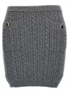 Alessandra Rich Cable-knit Wool Miniskirt In Gray