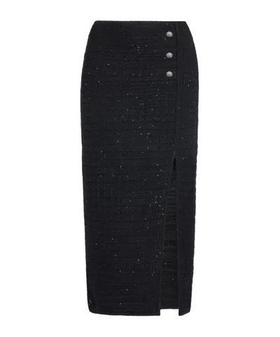 Alessandra Rich Knitted Midi Skirt In Black
