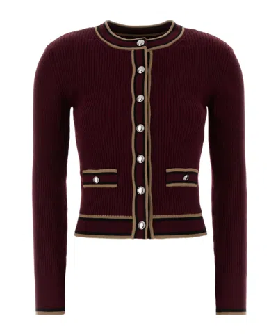 Alessandra Rich Long-sleeved Knitted Cardigan In Brown