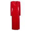 Alessandra Rich Asymmetric Wool-blend Crepe Midi Dress In Red