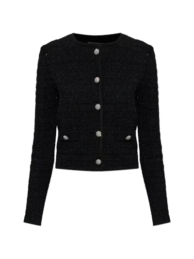 Alessandra Rich Buttoned Embellished Jacket In Black