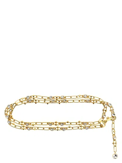 Alessandra Rich Chain And Crystal Belt In Gold
