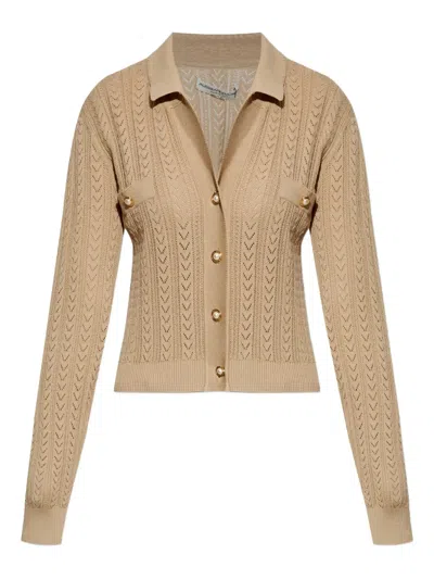 ALESSANDRA RICH CABLE-KNIT BUTTON CARDIGAN