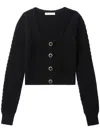 Alessandra Rich Cable-knit Wool Cardigan In Black