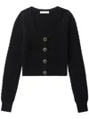 Alessandra Rich Cable-knit Wool Cardigan In Black