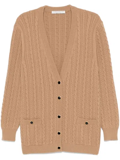 Alessandra Rich Cable-knit Cardigan In Brown