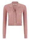 Alessandra Rich Openwork Cashmere Blend Knit Cardigan In Pink