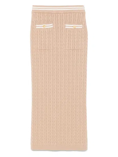 Alessandra Rich Cable-knit Midi Skirt In Neutrals