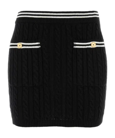 ALESSANDRA RICH ALESSANDRA RICH STRIPE TRIM CABLE-KNITTED MINI SKIRT