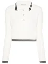 ALESSANDRA RICH CABLE KNIT POLO SWEATER