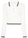 ALESSANDRA RICH CABLE KNIT POLO SWEATER