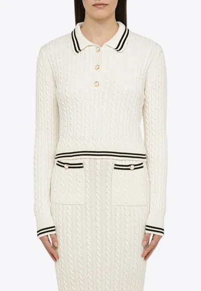 ALESSANDRA RICH CABLE-KNIT POLO T-SHIRT