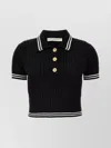 Alessandra Rich Braided Cotton Polo Shirt With Contrast Details