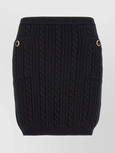 ALESSANDRA RICH CABLE KNIT SKIRT GOLD HARDWARE