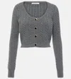 Alessandra Rich Cable-knit Wool Cardigan In Gray