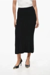 Alessandra Rich Cable Knit Wool Midi Skirt In Black
