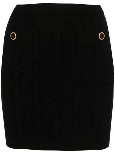 ALESSANDRA RICH CABLE-KNIT WOOL MINI SKIRT