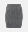 Alessandra Rich Cable-knit Wool Miniskirt In Grey