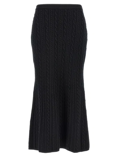 Alessandra Rich Cable-knit Wool Skirt In Black