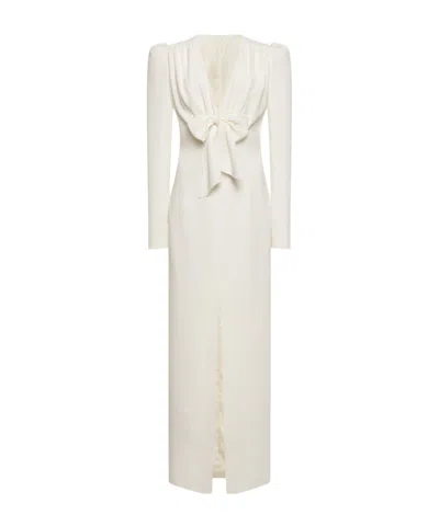 Alessandra Rich Cady Evening Dress With Front Split In White