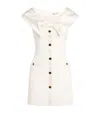 Alessandra Rich Front Buttoned Cady Minidress With Satin Details In White