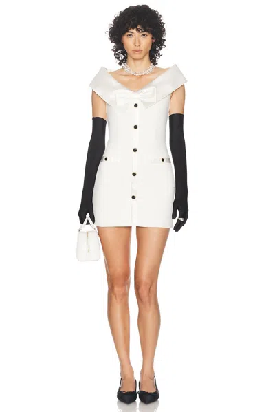 Alessandra Rich Bow-embellished Silk-trimmed Cady Mini Dress In White