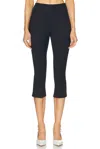 Alessandra Rich Wool Capri Pant With Cropped Length And Flared Hem In Navy Blue