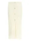 Alessandra Rich Mohair Skirt With Ribbed Waistband And Button Detailing In Neutral
